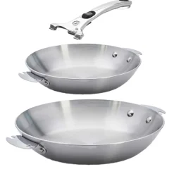 Lot 2 Poêles inox Alchimy LOQY avec poignée incluse - DE BUYER