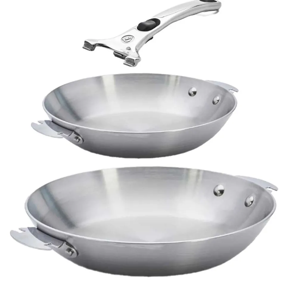 Lot 2 Poêles inox Alchimy LOQY avec poignée incluse - DE BUYER