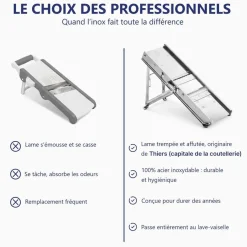 Mandoline Inox Professionnelle avec Chariot 3 & 10 mm - Louis Tellier