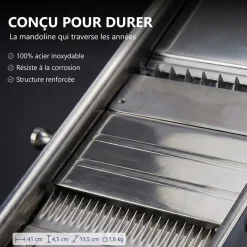 Mandoline Inox Professionnelle avec Chariot 3 & 10 mm - Louis Tellier