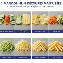 Mandoline inox professionnelle 3 et 10 mm avec chariot poignée bois - LOUIS TELLIER