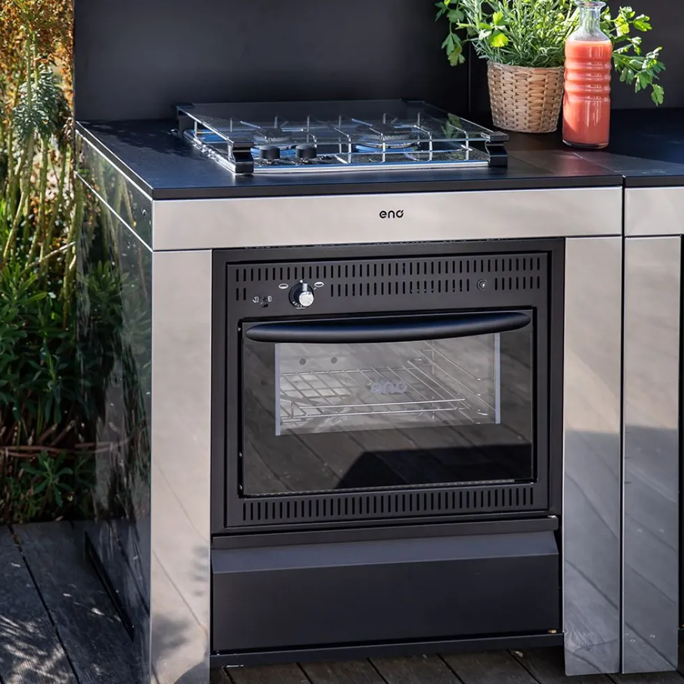 Meuble de Cuisson + Four Noir Inox - ENO
