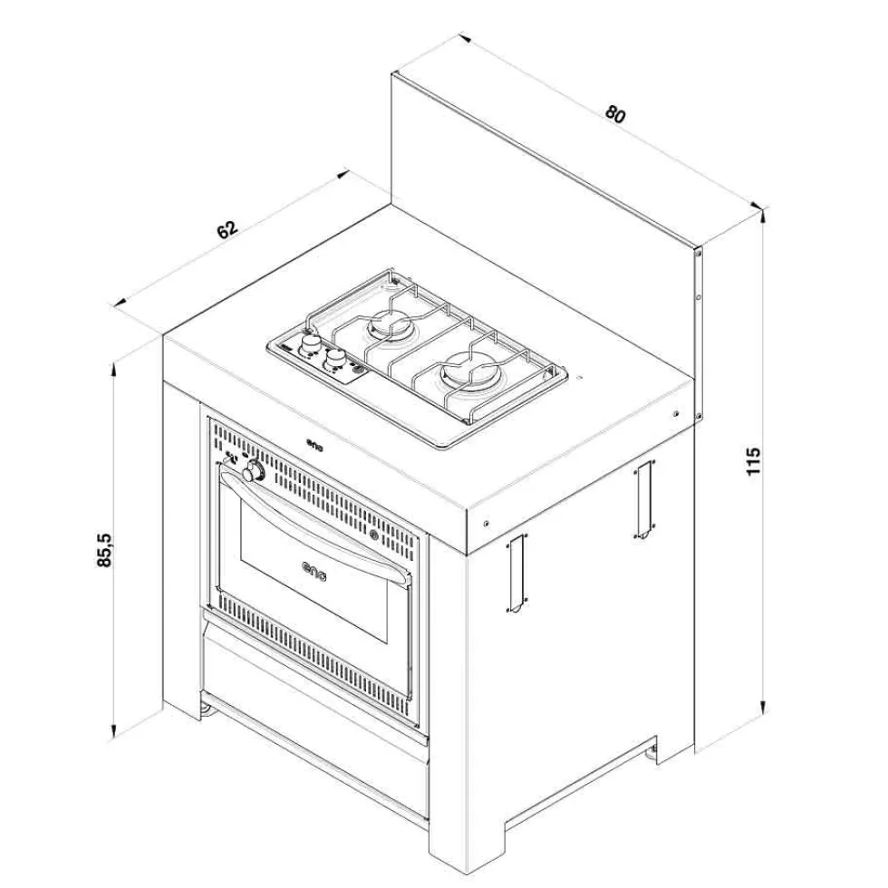 Meuble de Cuisson + Four Noir Inox - ENO