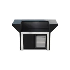 Meuble FELIX ILOT 120 cm Noir et inox Comptoir et frigo - ENO