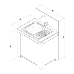 Meuble Évier avec Égouttoir 80 cm Vert Sauge - ENO