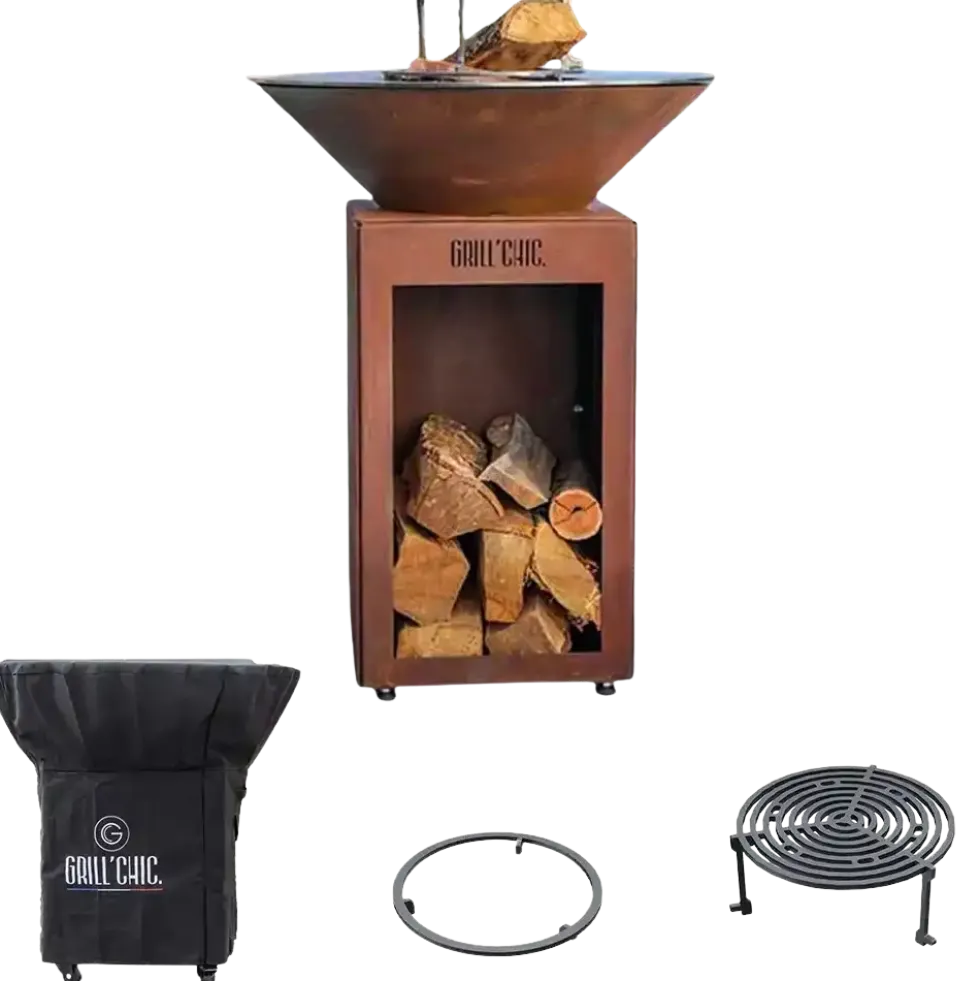 Pack Printemps Brasero Auvergnat Rond CORTEN - GRILL CHIC