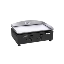 Plancha gaz plaque inox noir 2 brûleurs - ROLLER GRILL