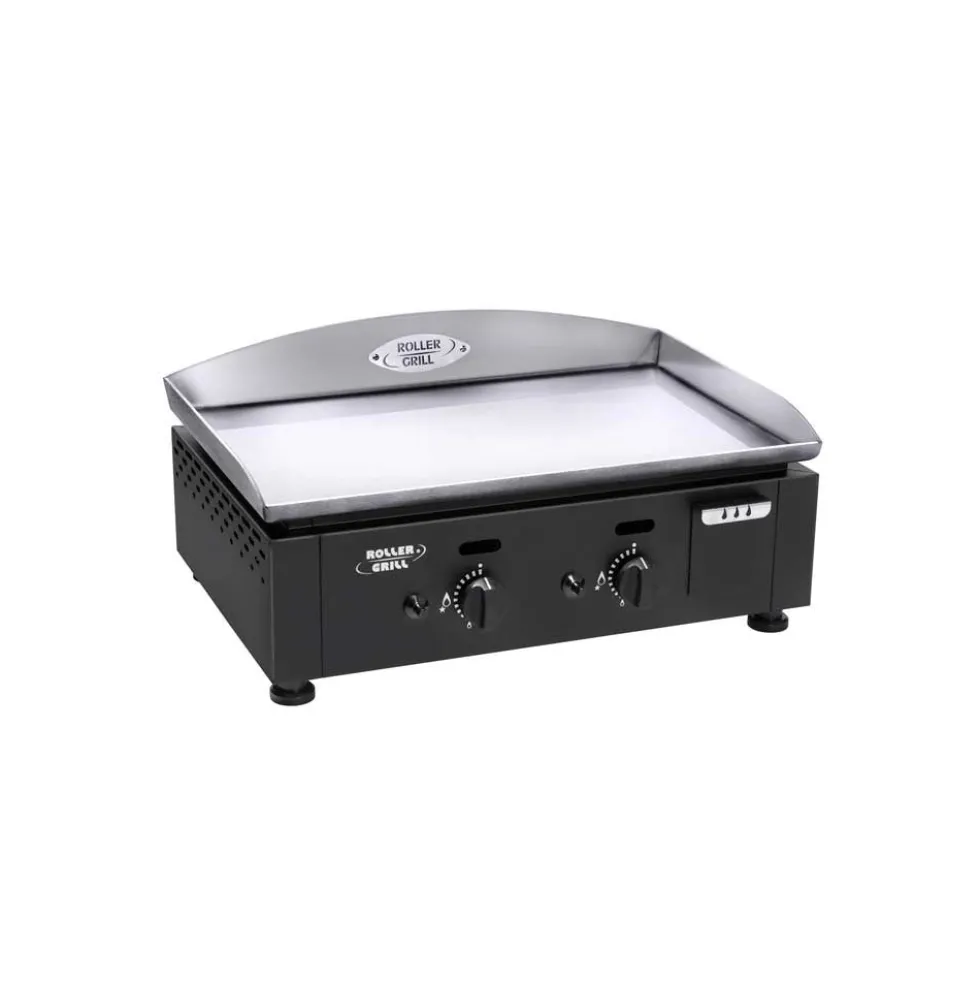 Plancha gaz plaque inox noir 2 brûleurs - ROLLER GRILL