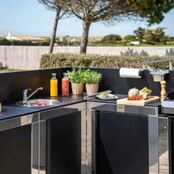 Plateau d'angle Module Noir et Inox - ENO