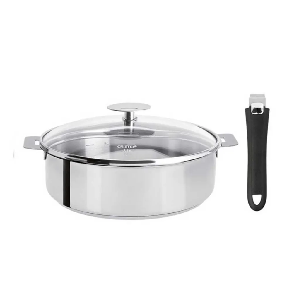 Sauteuse Mutine 24 cm amovible avec poignée noire et couvercle - CRISTEL