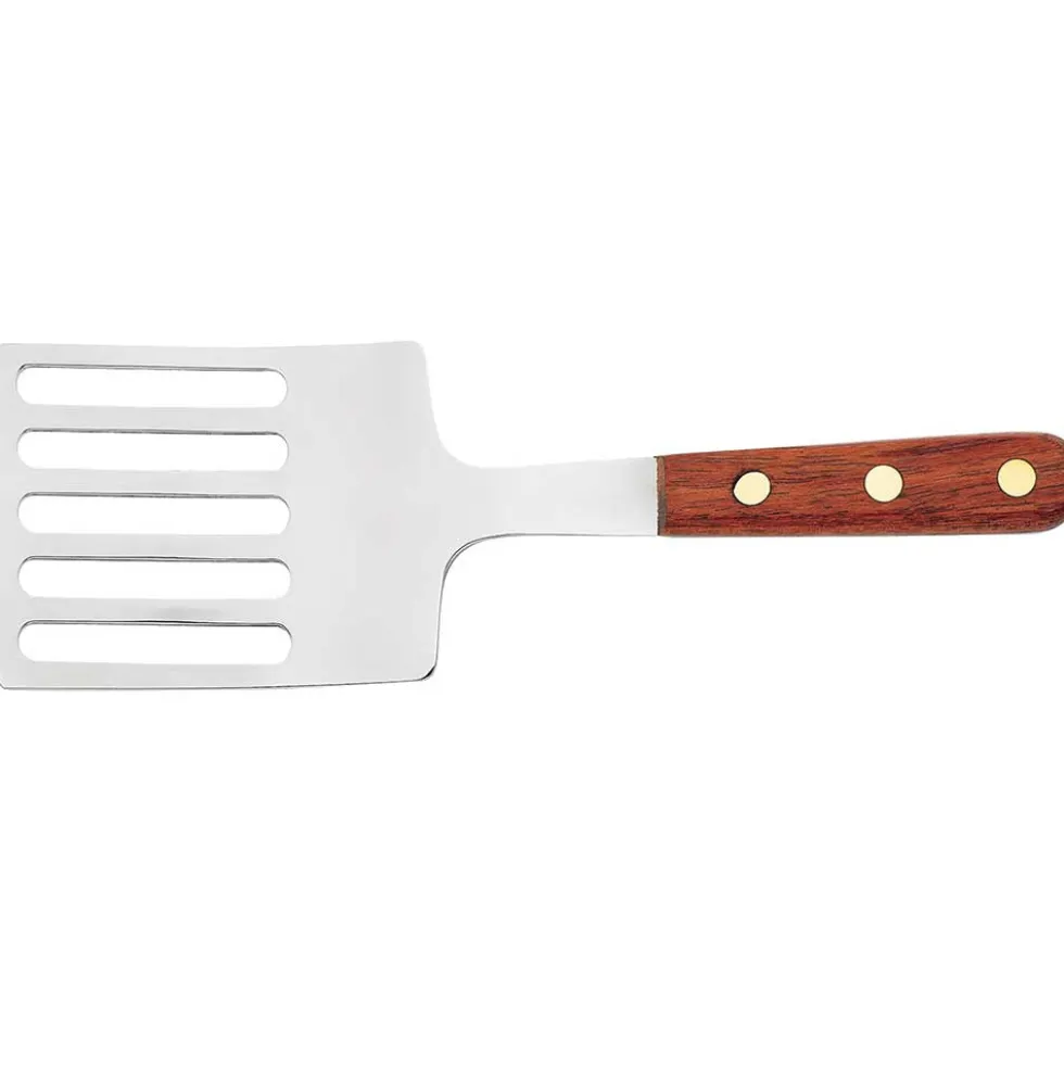 Spatule ajourée carrée inox manche en bois - Au Nain