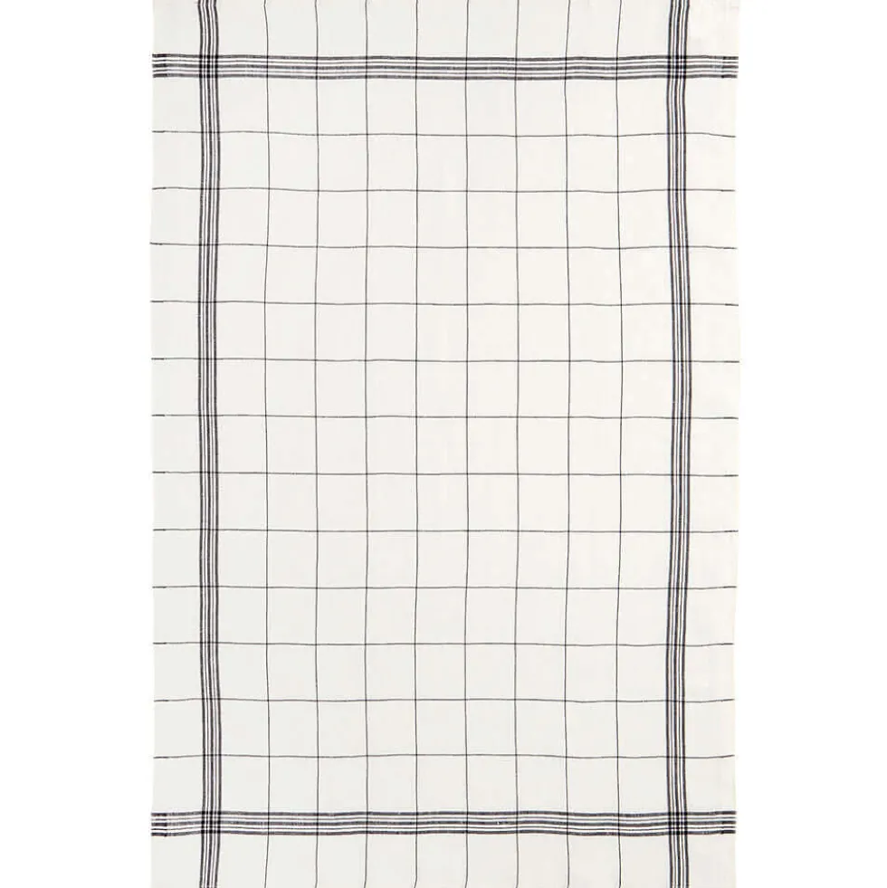 Torchon Bistrot en lin 51 x 80 cm Noir - Charvet Editions